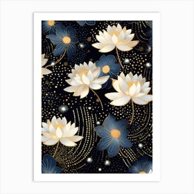 Lotus Flower Seamless Pattern Art Print