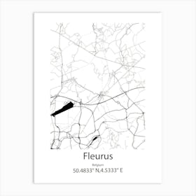 Fleurus,Belgium Minimalist Map Art Print