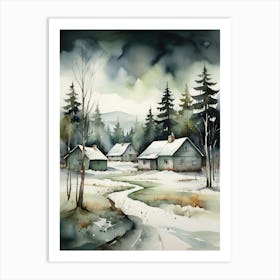 Winter Village Art Print