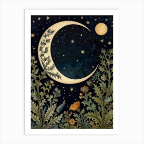 Landscape Moon In Forest Style William Morris 7 Art Print