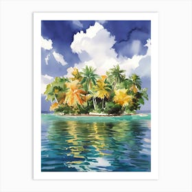 Tropical Island With Palm Trees Art Print