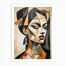 Abstract Cubism Portrait Art Picasso Inspired Geometric Female Painting Art Print