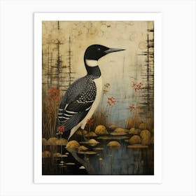 Dark And Moody Botanical Loon 2 Art Print