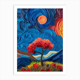 Tree At Night Art Print