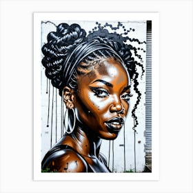 Graffiti Mural Of Beautiful Black Woman 390 Art Print