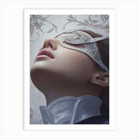 Girl With A Mask Art Print