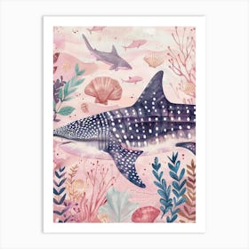 Purple Whale Shark Illustration 2 Art Print