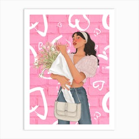 Pretty Woman Pretty Flowers Art Print