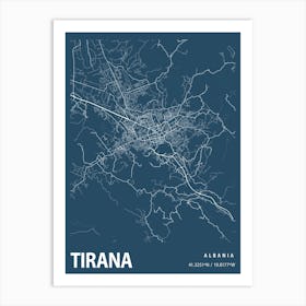 Tirana Blueprint City Map 1 Art Print