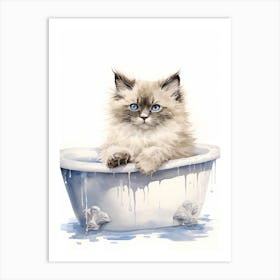 Ragdoll Cat In Bathtub Bathroom 3 Art Print