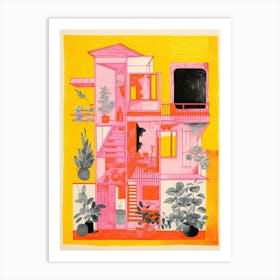 A House In Amsterdam, Abstract Risograph Style 1 Art Print