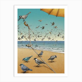 Birds On The Beach Art Print