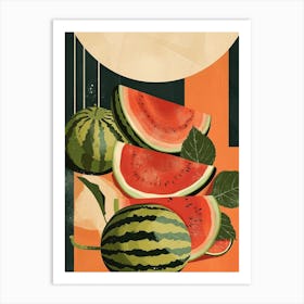 Art Deco Inspired Watermelon 1 Art Print