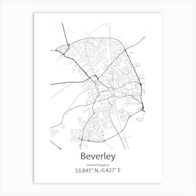 Beverley,United Kingdom Minimalist Map Art Print