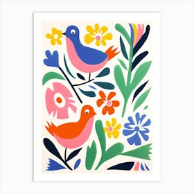 Birds On A Branch Art Print