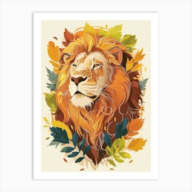 African Lion Lion In Different Seasons Illustration 4 Art Print