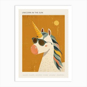 Unicorn With Sunglasses Muted Pastel 3 Poster Art Print