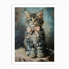 Kitten With Bow Rococo Inspired 2 Art Print