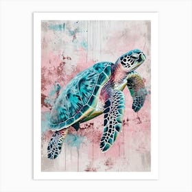 Paint Splash Pastel Sea Turtle 2 Art Print
