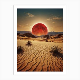 Red Moon In The Desert Art Print