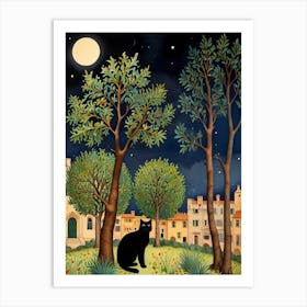 William Morris Cat In The Moonlight 18 Art Print