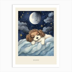 Baby Puppy 3 Sleeping In The Clouds Nursery Poster Art Print