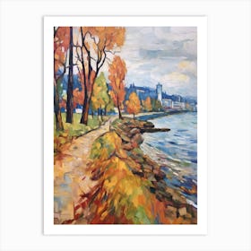 Autumn City Park Painting Stanley Park Vancouver Canada Art Print
