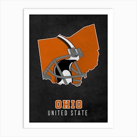 Cleveland Browns Ohio State Map Art Print