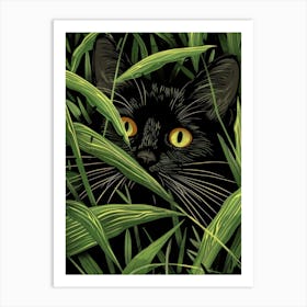 Black Cat In Tall Grass 1 Art Print