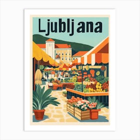 Aihrgdesign A 1970s Inspired Travel Poster For Ljubljana 2 Art Print