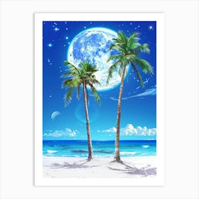 Two Palm Trees On The Beach 2 Art Print