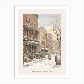 Vintage Winter Poster New York City Usa 2 Art Print