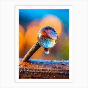 A Single Glistening Dewdrop Clinging To A Rusted (1) Art Print