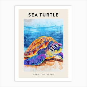 Sea Turtle On The Ocean Floor Pencil Doodle Poster 2 Art Print