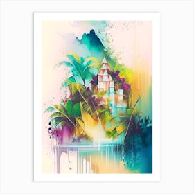 Belize Watercolour Pastel Tropical Destination Art Print