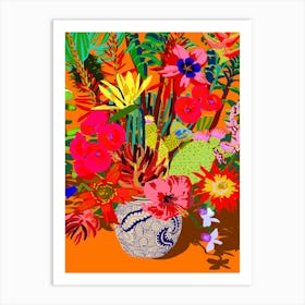 Hot Tropical Flowers Art Print