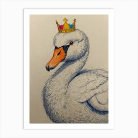 Swan With Crown 1 Art Print