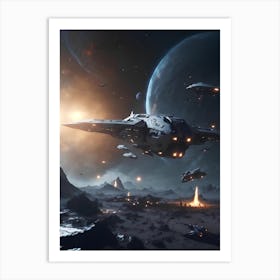 Spaceships In Space Art Print