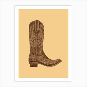 Brown Cowgirl Boot Art Print