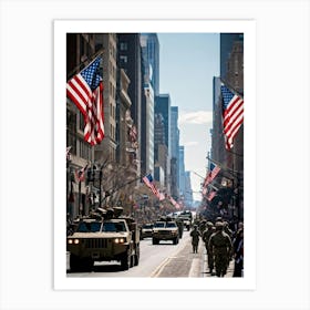 A Veterans Day Parade In The Heart Of An American City Jubilant Faces Lining The Sidewalks As Milit (3) Art Print