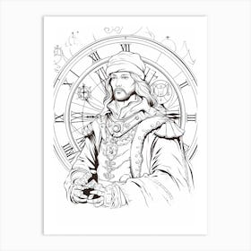 Line Art Inspired By The Night Watch 4 Art Print