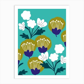 Blooms Aqua Art Print