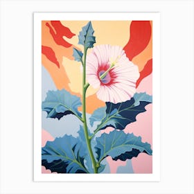 Hollyhock 4 Hilma Af Klint Inspired Pastel Flower Painting Art Print