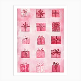 Pink Gift Boxes Art Print