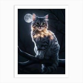 Cat On A Branch Art Print