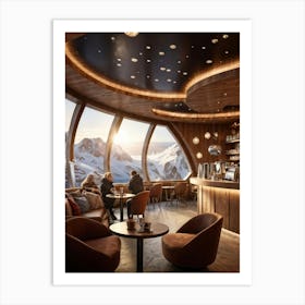 Nordic Style Coffee Shop Interior Warm Wooden Textures Eco Friendly Materials Cradling The Galact Art Print