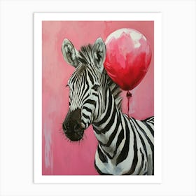 Cute Zebra 2 With Balloon Art Print