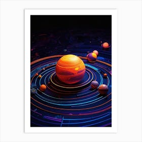 Default Neon Black Light Sgraffito Solar System 3d Illustratio 0 (6) Art Print