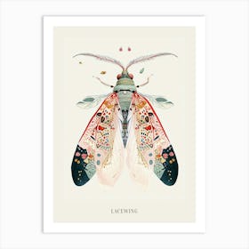 Colourful Insect Illustration Lacewing 12 Poster Art Print