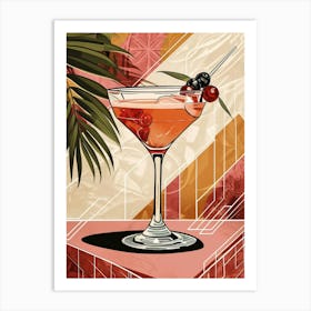 Art Deco Tropical Background Cocktail 1 Art Print
